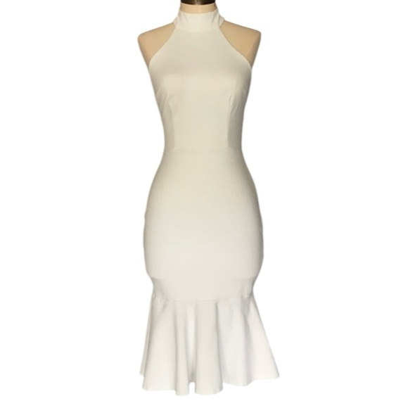 Marciano turtleneck Mock Neck Halter Bodycon Frill midi dress XS - Picture 6 of 7